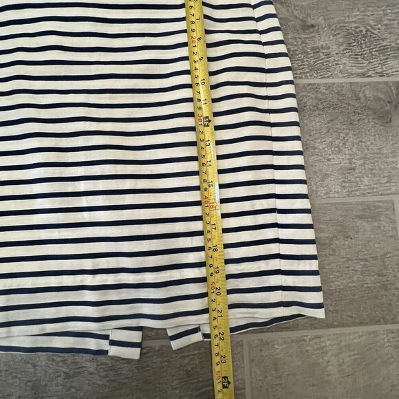 J.Crew Women’s The Pencil Skirt Size 6 White Navy Blue Stripe Cotton Linen Blend - Picture 6 of 8